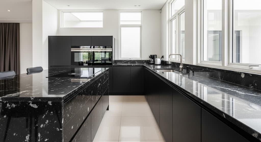Modern Black Granite Kitchen